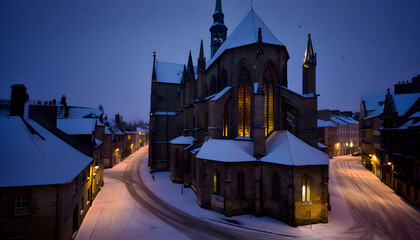 Fototapeta premium Prague Castle's magnificent gothic architecture and cathedral towers illuminate the historic European city's old town landmark at night