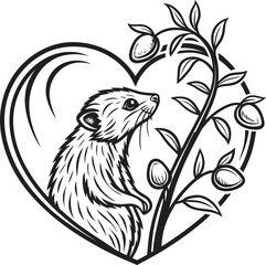 Black tribal tattoo design of an abstract bird silhouette on a floral branch vector illustration