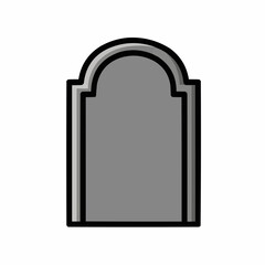 Simple gray tombstone graphic for Halloween projects and memorial designs with classic arch shape, perfect for spooky season or remembrance