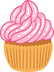 cute muffin cupcake dessert snack bakery with cream vector cartoon illustration