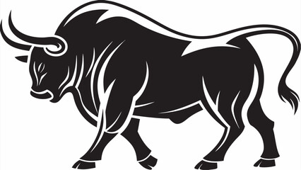 Fototapeta premium Bold black bull illustration for strength and endurance brands needing a powerful logo symbol