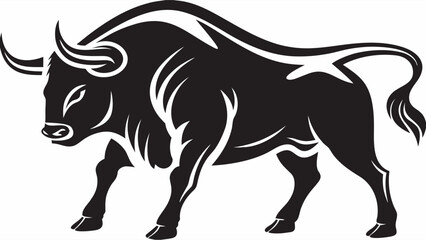 Obraz premium Majestic bull, strong animal, sleek vector design, powerful symbol for finance, sports, or agriculture industries