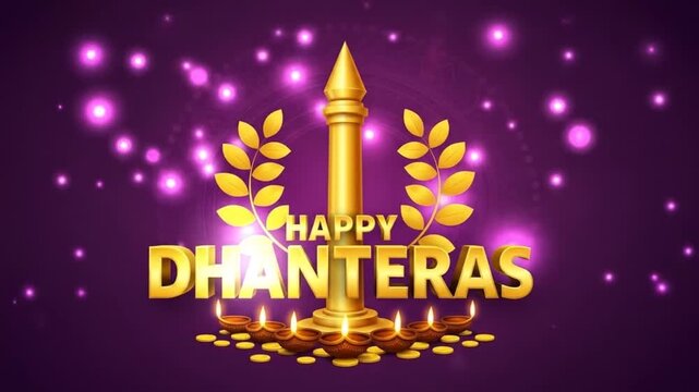 Happy Dhanteras greeting. Decorative mandala and scattered coins.