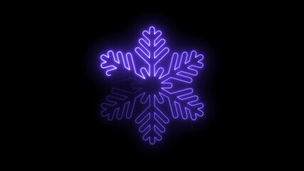 Animated glowing purple snowflake on a black background winter holiday design element
