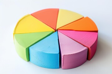 Obraz premium Segments of different colors forming a pie chart, symbolizing market share, data analysis, and business strategy