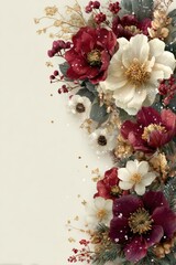 Colorful floral arrangement featuring white and red flowers with greenery, perfect for spring decor or greeting cards