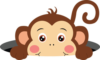 Cute Little Monkey Peeking Out of a Hole.cdr