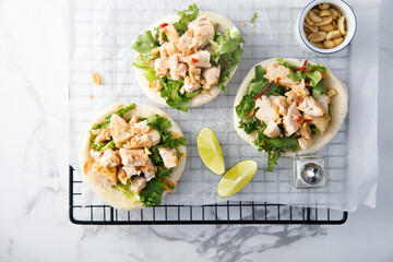 Chicken sandwiches with peanut and lime
