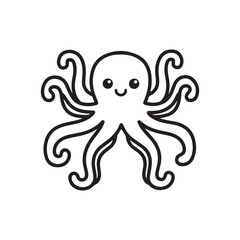 Super Simple Happy Octopus Line Art Design. 