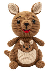 Fototapeta premium a brown kangaroo amigurumi toy with a baby joey in its pouch