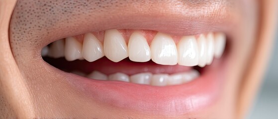 Obraz premium Natural smile showcasing bright, healthy teeth in a close-up shot during a relaxed moment at home