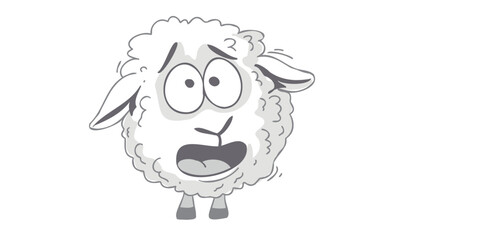 vector illustration surprised cartoon sheep