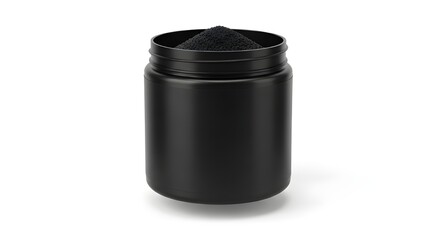 Black powder in a matte black container