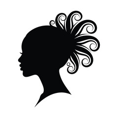 Silhouette of a woman with an elaborate hairstyle