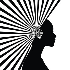 Silhouette of a woman with radiating lines