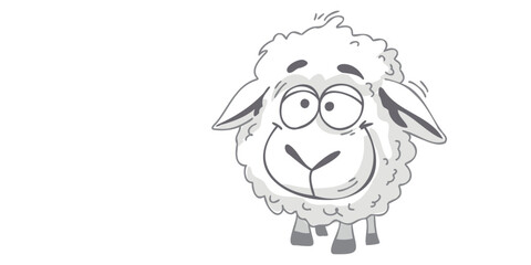 vector illustration wide-eyed fluffy sheep
