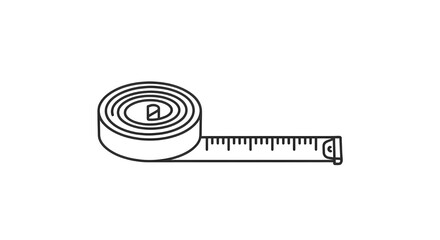 Simple line drawing of a rolled measuring tape