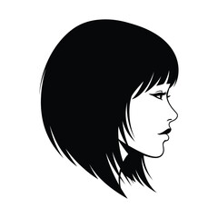 Silhouette of a woman with short black hair