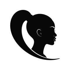 Silhouette of a woman with ponytail, side view