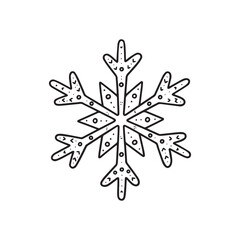 Whimsical snowflake Silhouette on white background. 