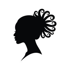 Silhouette of a woman with curly hair