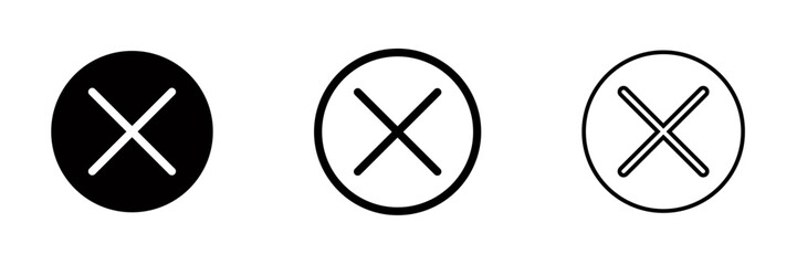 Minimalist Cross Circle Icons. Close, Cancel, Error, or Delete Symbol Design