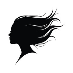 Silhouette of a woman with flowing hair