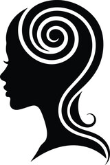 Silhouette of a woman with spiral hair