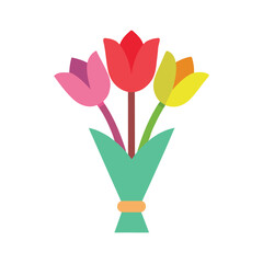 tulip bouquet flat vector illustration