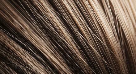 Fototapeta premium Closeup of healthy brown hair strands, showcasing the natural texture, shine, and color variations in a detailed and aesthetically pleasing manner
