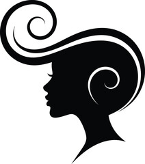 Silhouette of a woman with curled hair