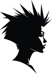 Silhouette of a woman with spiky hair