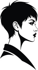 Silhouette of a woman with short hair