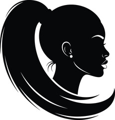 Silhouette of a woman with ponytail