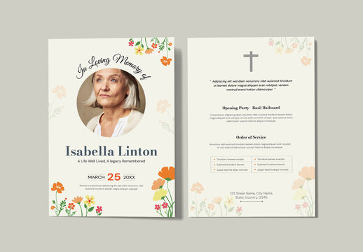 Minimalist Funeral Memorial Program Layout