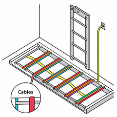 Vector art of raised floor with cable tray