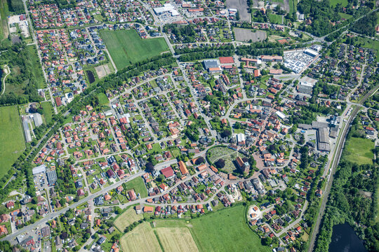Aerial image of urban area in western Denmark.