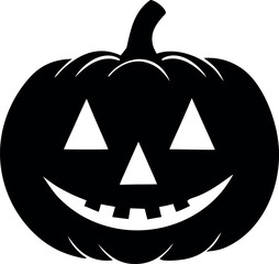 Spooky Halloween pumpkin silhouette with jagged teeth, perfect for scary invitations, party decorations, and festive fall designs, originally vector