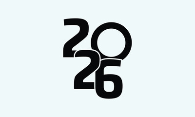 Modern 2026 Typography Logo Design &ndash; Minimalist Black and White Year Number Artwork