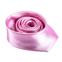 Elegant Pink Silk Necktie Rolled in Spiral Shape, isolated on transparent background