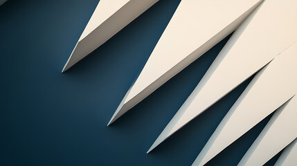 Abstract architectural design featuring sharp geometric shapes against a deep blue backdrop, creating a modern and visually striking composition.