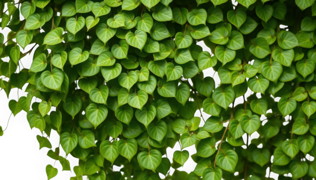 A dense cluster of heart shaped green leaves covering a dark background creating a lush foliage
