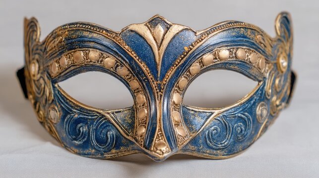 Elegant Venetian masquerade mask on dark background with dramatic lighting - Powered by Adobe