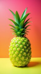 Fototapeta premium Pineapple sitting on a yellow table
