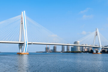 Low Angle View Scenery of Shiji Bridge in Haikou, Hainan Island, China