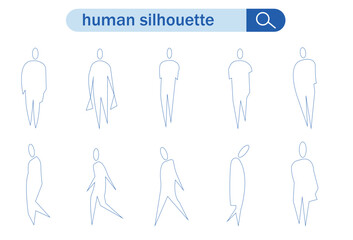 Vector art of human silhouette line drawing collection