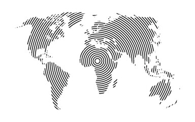 World map with line design isolated on white background. Vector