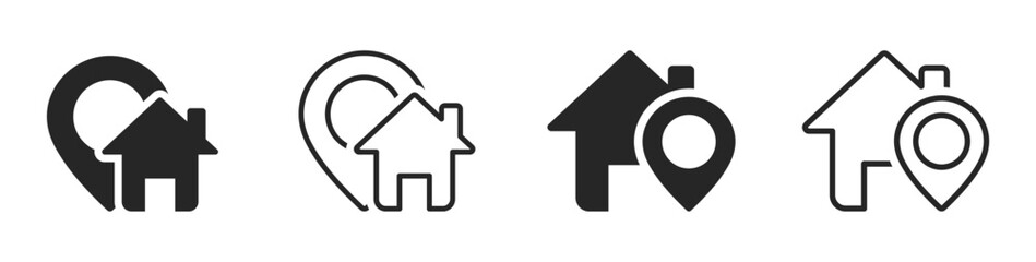 House location vector icons set. Location of home icon. Location of a building or property icon