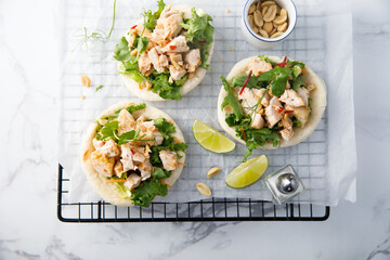 Chicken sandwiches with peanut and lime