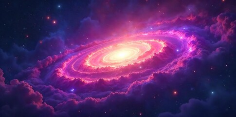 Celestial Nebula Swirls Across Deep Purple Night Sky Awe-Inspiring Cosmic Creation, Perfect for Fantasy, Religious, and Spiritual Projects.